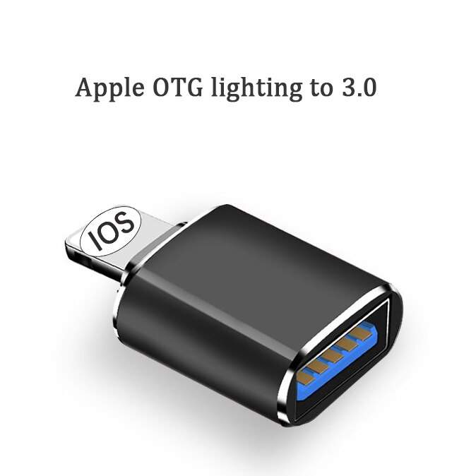 Lightning Male to USB Camera Female Adapter MFi USB 3.0 OTG Portable USB Adapter Data Sync Converter for iPhone iPad Air Pro: Black