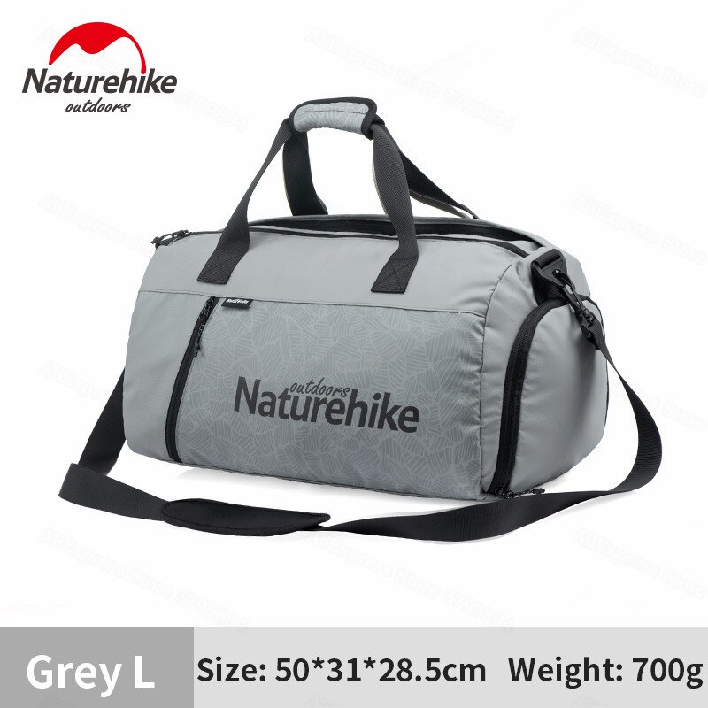 Naturehike Sport Gym Bag Unisex Shoulder Multi-pocket Dry Wet Separation Storage Bag Duffel Fitness Handbag TPU Waterproof: Grey-L