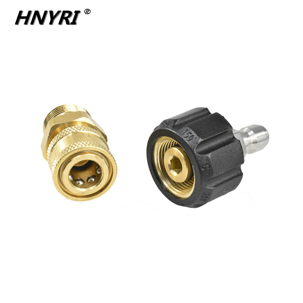 HNYRI – Kit d'adaptateur de nettoyeur haute pression M22 mâle, avec embout pivotant de 14mm ou 15mm pour connexion rapide, 3/8 ou 1/4 pouces