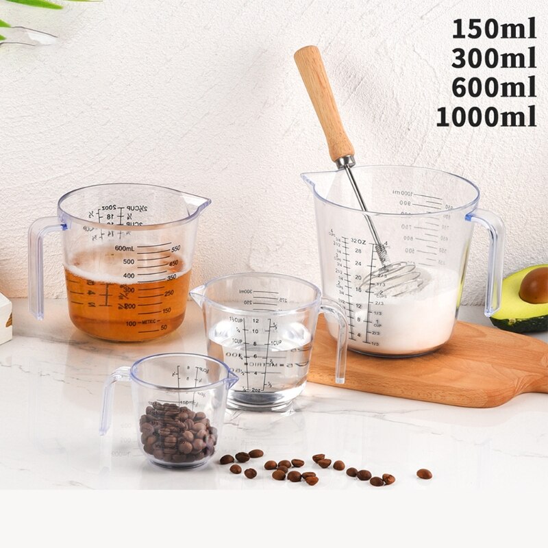 Clear Plastic Measuring Cup with Scale Measurement Stackable Flour Sugar Water Measure Jug Kitchen Baking Tool