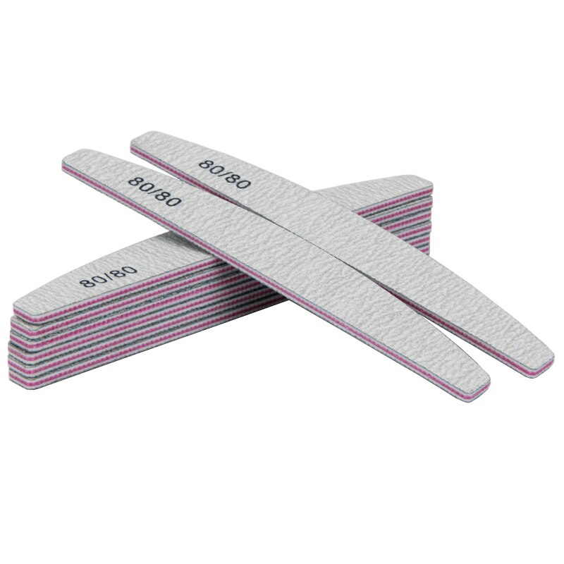 50 stk/parti zebra curve neglefile grå lixa de unha 80/80 korn buffer blok uv gel polering pedicure værktøj negle tilbehør