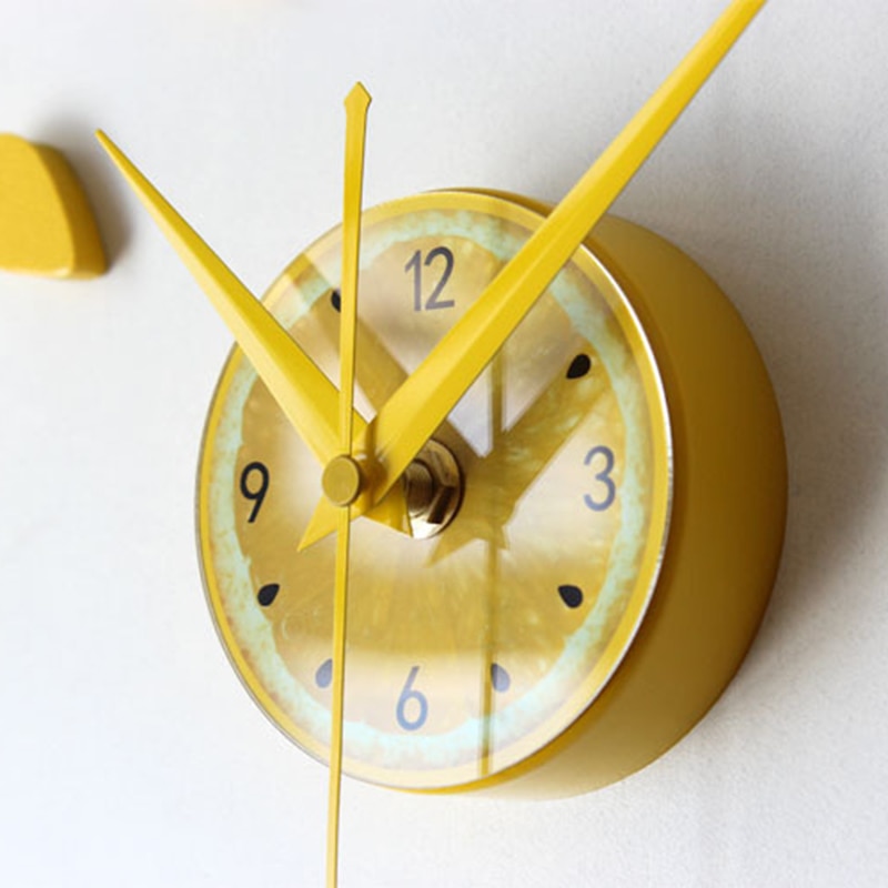 Lemon Green Sticker EVA 60CM Wall Clock Colour Big Large Decorative 3D Diy Wall Clock for Kitchen Children Room-Yellow