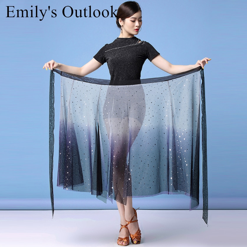 Falda de baile latino para mujer, chal sobre la cadera, lentejuelas brillantes, vestido de baile, Salsa, Samba, Ropa de baile, Color Rojo