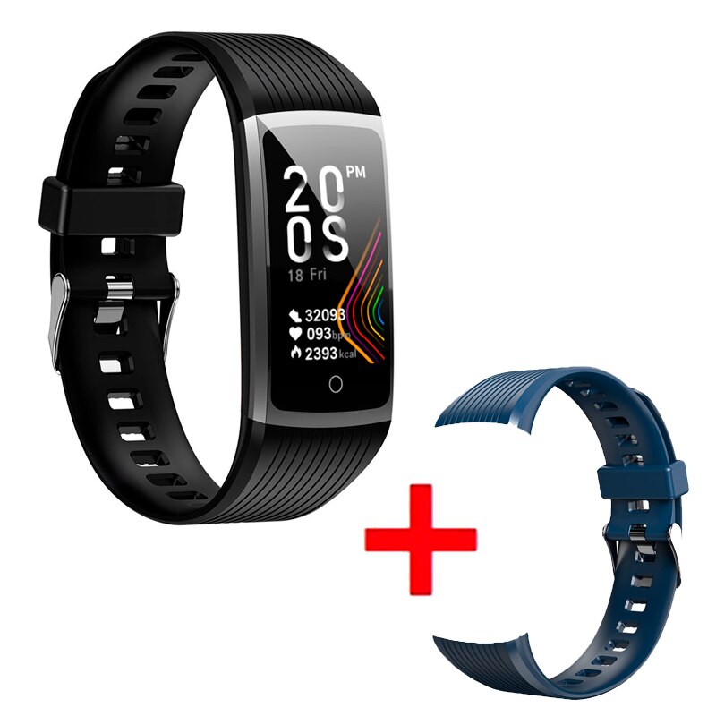 Braccialetto intelligente R12 sport watch band 5 Inseguitore di Fitness Frequenza Cardiaca Pressione Sanguigna Impermeabile Wristband Per HuaWei Honor IOS Phone: BK Add Blue Strap