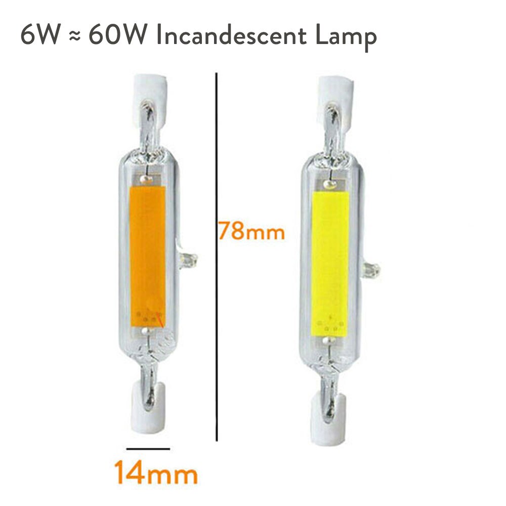 Dimmbare R7s LED J78 J118 7W 12W 15W 20W COB SMD 2835 Mais Lampen Keramik Glas rohr Licht Ampulle Ersatz Halogen Bombillas: Dimmable 78mm 6W / Warmes Weiß / 220V
