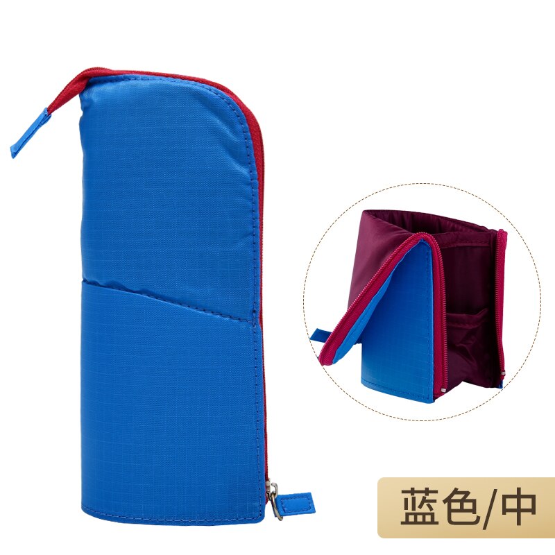 KOKUYO Multifunction High Capacity Deformable Pencil Case Simple Original Vertical Student Stationery Storage Pen Holder: S Blue