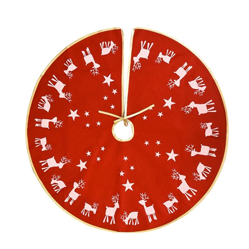 Noël cerf chariot arbre jupe arbre tapis noël tablier rouge toile de jute jambe arbre Base jupe décor wapiti rond tapis 100cm: A1