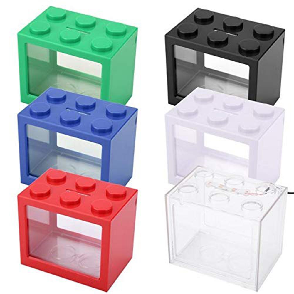 Kuulee Mini Aquarium Fish Tank with Light Fishbowl for Home Office Tea Table Decoration 12*8*11.5 cm