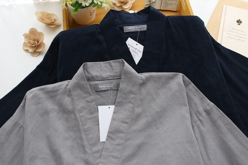 Traditionelle Japanische Pyjama einstellen Männer Baumwolle Nachtwäsche Kimono Bademantel Kleid Japan Stil Solide Kimono Haori Yukata Hause Tragen