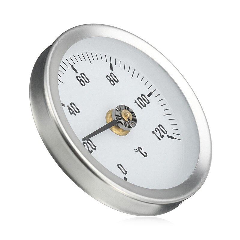 63mm 0-120 celsius clip-on rör urtavla termometer metall temperatur temperaturmätare med fjäder industriell termometer trädgård