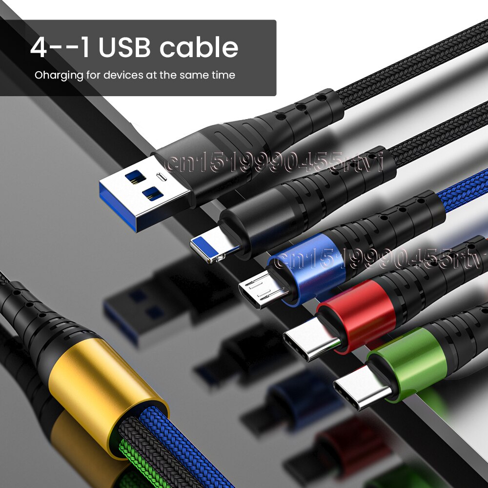 4 em 1 usb tipo c cabo de carregamento para iphone 13 12 11 pro 3in1 2in1 usb cabo de carregamento micro cabo usb para huawei samsung 1.2m