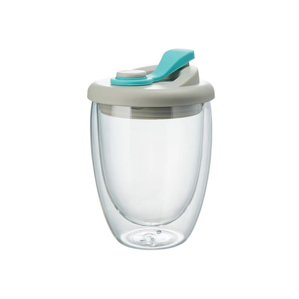 Leuke Draagbare Waterbeker Dubbelwandige Glazen Beker Met Lekvrij Deksel Transparant Geïsoleerde Koffiekopjes Melk Thee Sap Mok Dinkware: Blauw / 601-700ml
