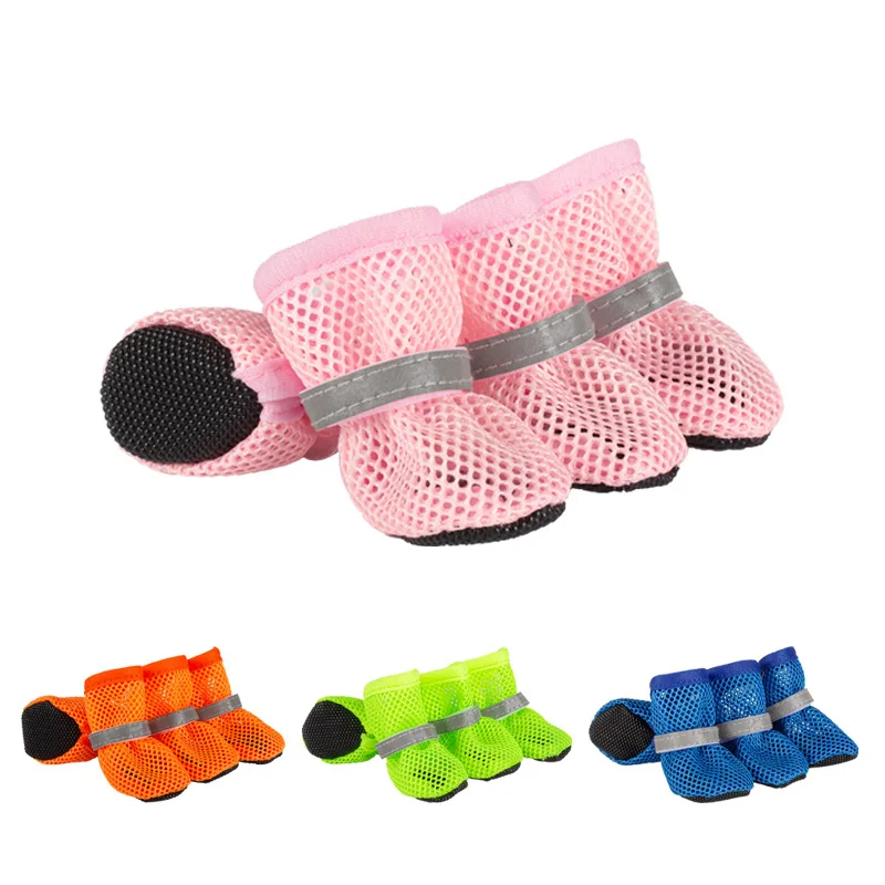 4 Stück, Hundeschuhe, rutschfest, atmungsaktiv, verschleißfest, Hundestiefel, geeignet für kleine, mittelgroße Haustiere, Welpen-Schutzschuhe.