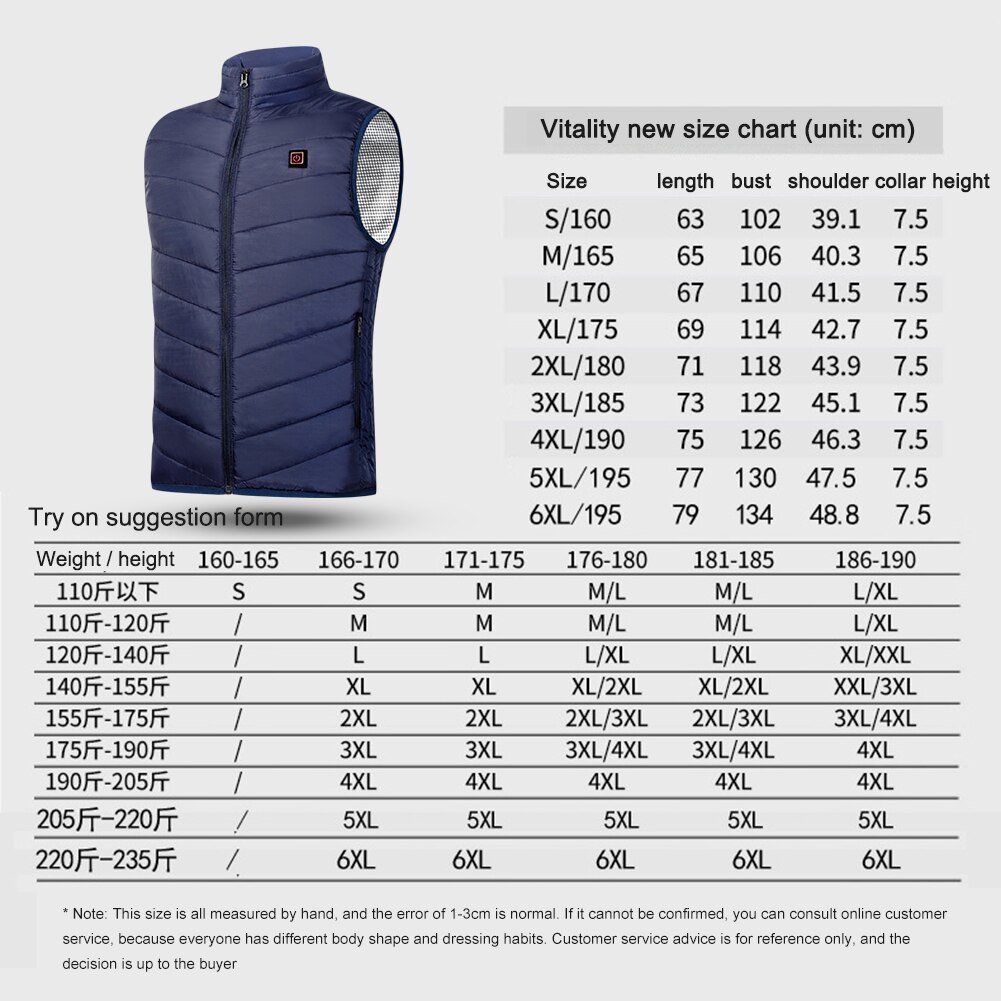 Smart Heated Jacket Men Intelligent USB Charging Electric Waistcoat Zipper Heating Thermal Vest Winter Warm Clothes