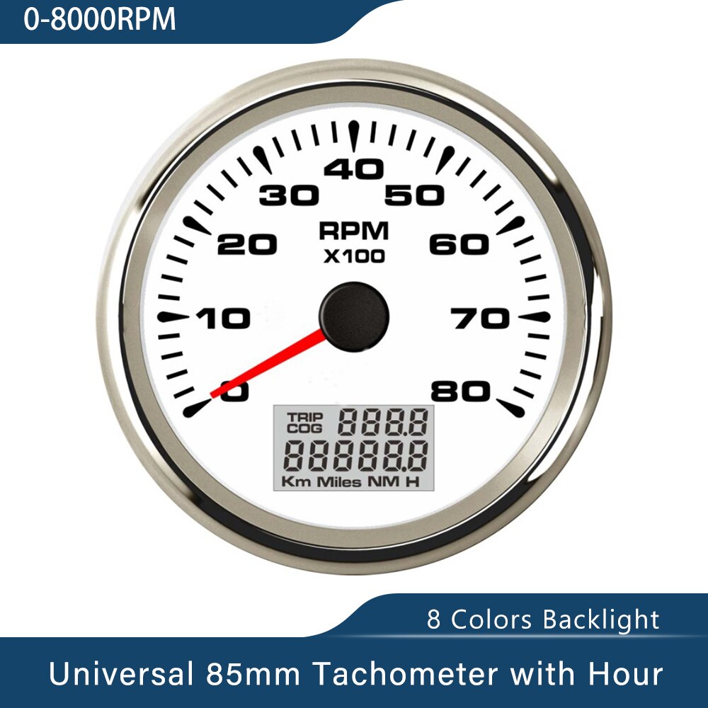 Wasserdichte Stiefel Drehzahlmesser Marine Tacho Messgerät LCD Betriebsstundenzähler 3K 4K 6K 8K 85mm Stiefel Tachometer 12V/24V Mit 8 Farben Hintergrundbeleuchtung