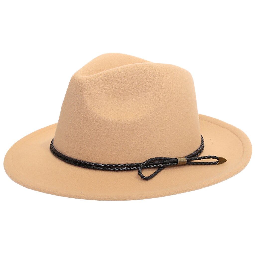 Vintage Hats Crushable Wool Felt Outback Hat Ladies Casual Hat Wide Brim With Belt Chapeau Femme Mariage #LR2: 5