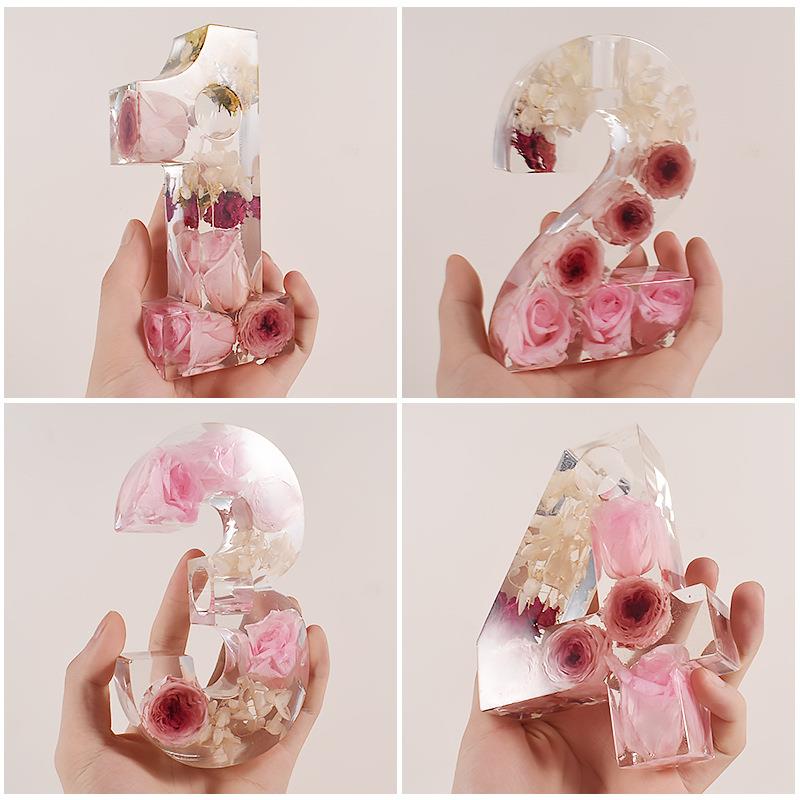 Molde de silicona de resina epoxi para candelabro Digital geométrico, soporte de vela de números árabes, yeso, decoración, bricolaje, 0-9