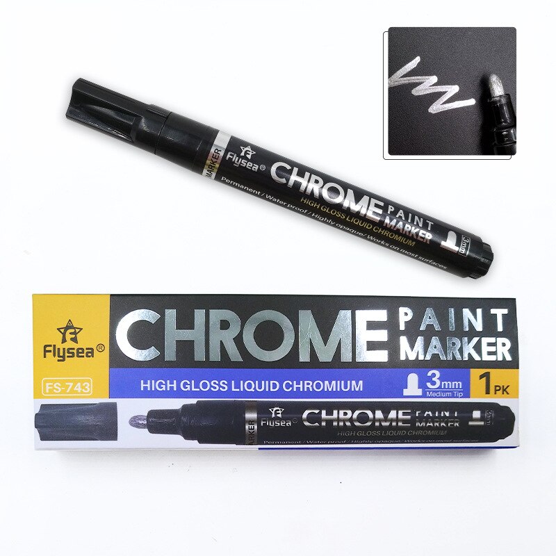 Rotulador de plata cromada para pintura reflectante de espejo, rotulador para manualidades, bolígrafo de firma de Arte de alto brillo, suministros escolares, 0,7/1/3mm,