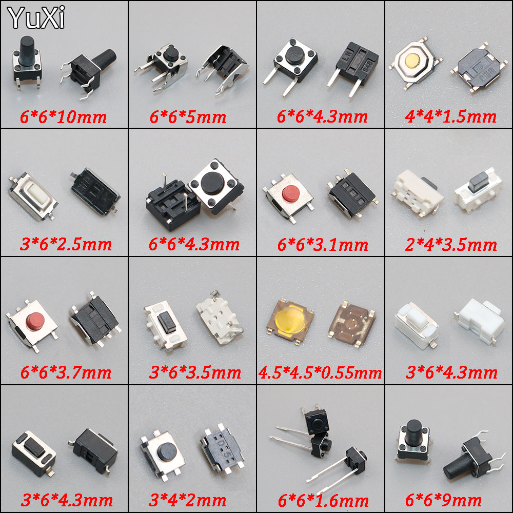 YuXi 10 Uds interruptor de botón táctil llaves de Control remoto de coche botón táctil Micro interruptor momentáneo SMD DIP 2*4 3*6 4*4 6*6