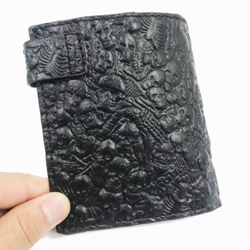 Punk Style Devil Skull Head Short Purse Embossed Leather Men Wallet Boys Rock Biker Snap Hasp Card Holder Clutch Wallets