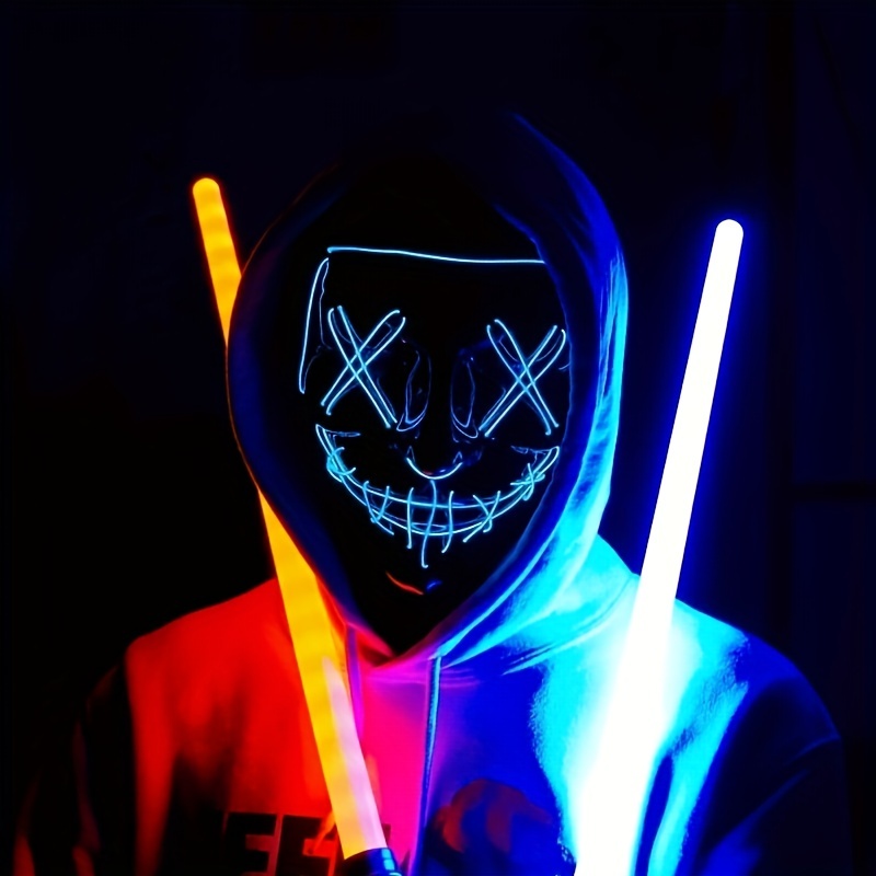 Halloween Mask LED Light Up Full Face Mask Cosplay Halloween Costume Masquerade Party, Carnival,