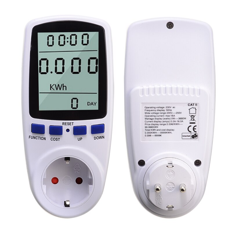 Digitale Lcd Energy Meter Wattmeter Wattage Elektriciteit Kwh Energiemeter Eu Plug Meten Outlet Power Analyzer 230V Ac