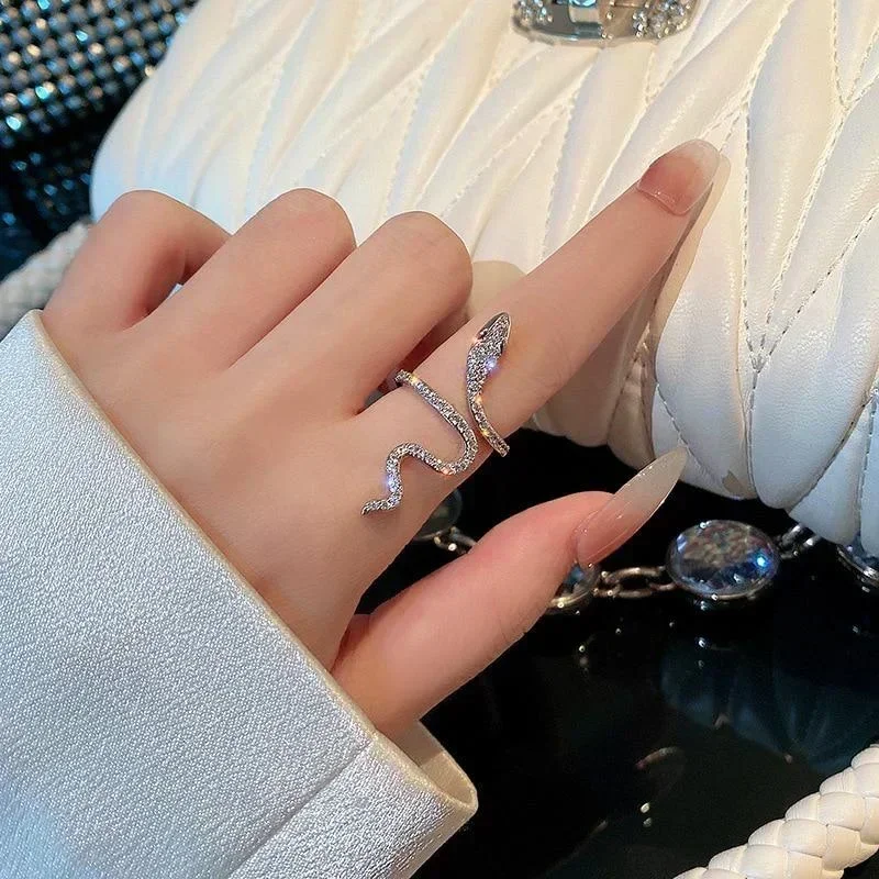 Anillo gótico abierto de serpiente para mujer, anillos ajustables con animales, para reptiles, accesorios de joyería con personalidad Punk, tentáculos de joyería