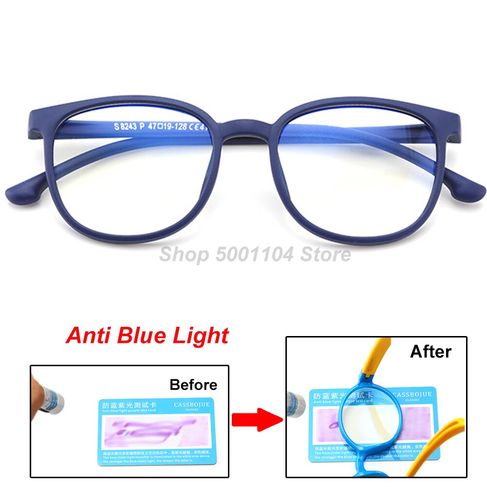 S243 Blue Light Kids Glasses Boy Girl Optical Frame Transparent Child Glasses Anti Glare Computer Prescription Glasses UV400: dark blue
