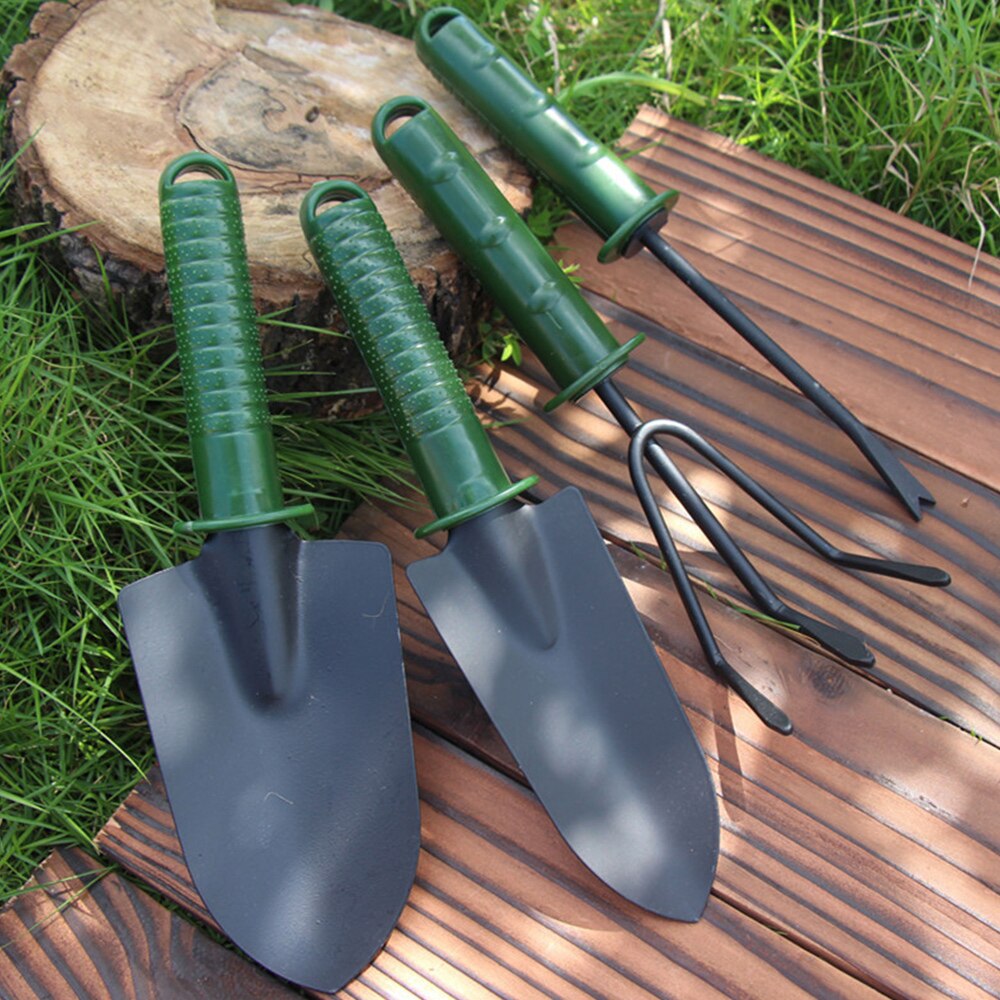 4pcs Set Shovel Rake Spade Plastic Handle Metal Head Kids Tool Mini Garden Tools Supplies Accessories