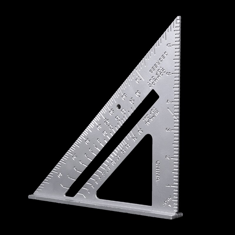 7" Aluminum Rafter Triangle Ruler Angle Protractor Miter Speed Square Measuring Tool For Building Framing Carpenter Tool
