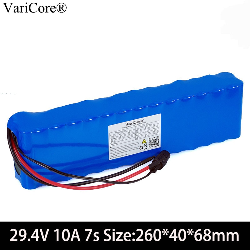 Batterie Vélo électrique 24V 10Ah - Pack Lithium 7S4P Avec BMS Et Chargeur - Pour Moteur 50W à 350W - Dimensions 130x78x68 Mm