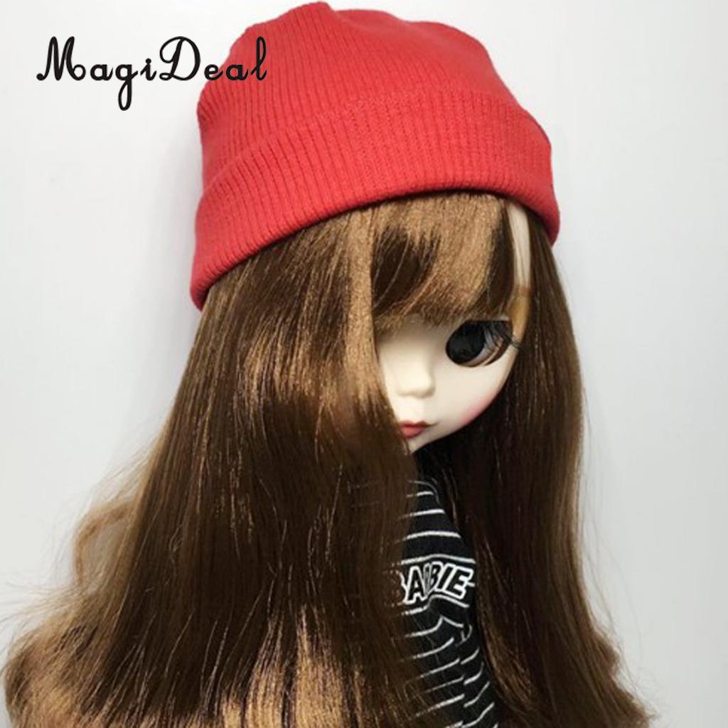 1/6 poupée laine Beanie tricot chapeau Skate Cap tenues décontractées pour Blythe hiver vêtements décor accessoires: Red 