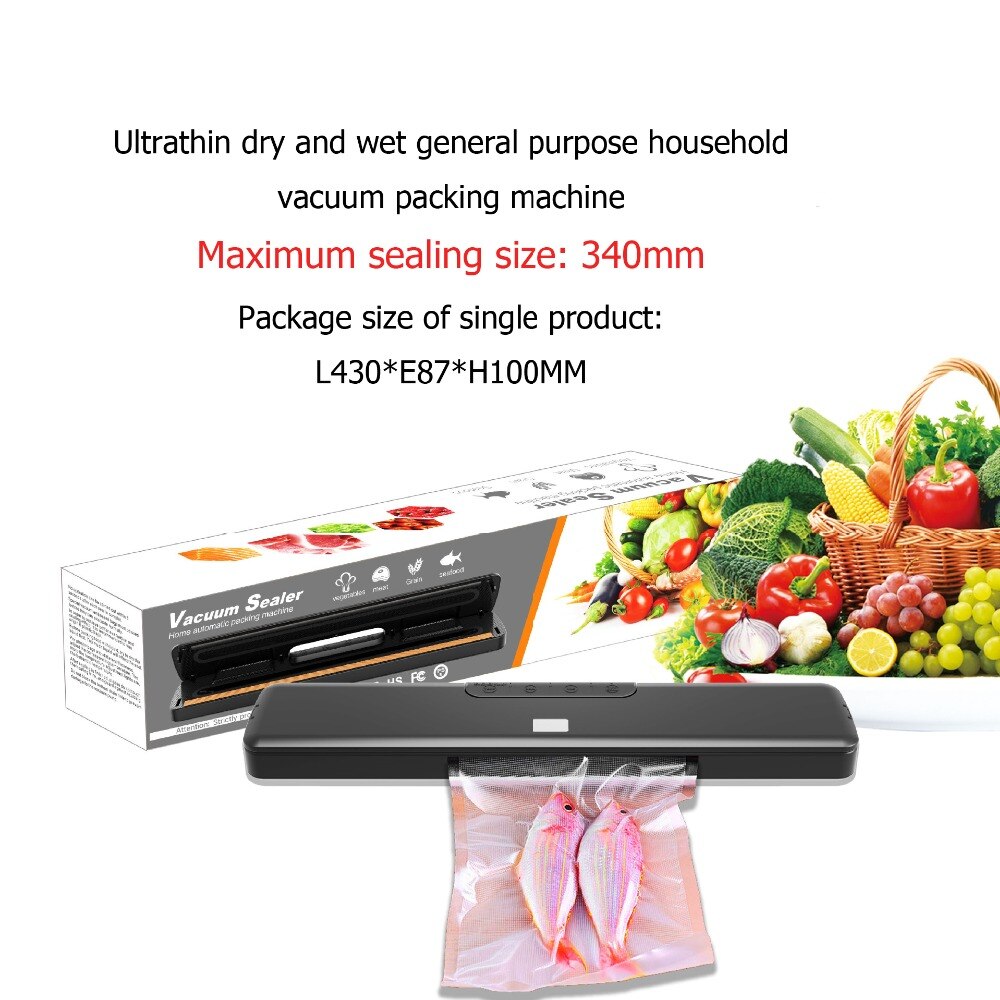 Max 34CM vacuum sealer dry and wet machine dual-purpose automatic vacuum packaging household sealing machine 20PCS free