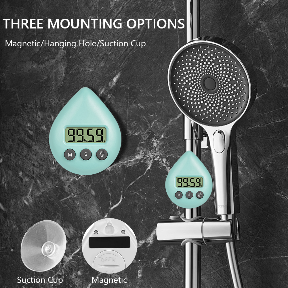 Minuterie de douche étanche avec support magnétique, compte à rebours, horloge de cuisine, HOTimer