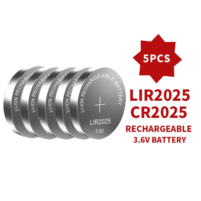 Batteria a Bottone Ricaricabile LIR2025 3.6V ad Alta Capacità per Chiavi Auto, Telecomandi, Giocattoli, Bilance, Compatibile con CR2025 ML2025: verde