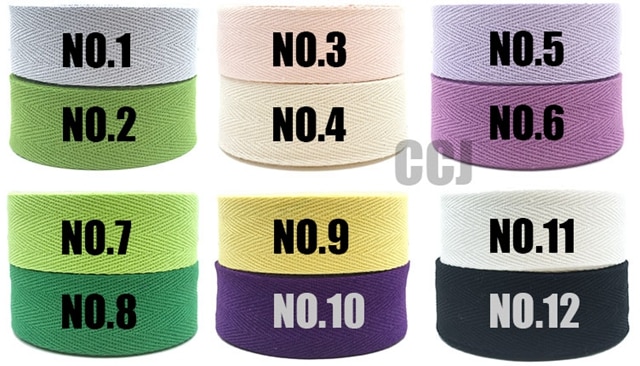 ! 3cm COLOR herringbone/ twill cotton tape/Cotton webbing 50meters/lot