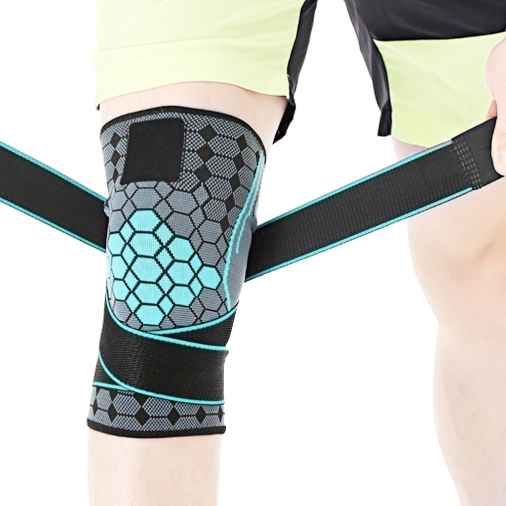 1 Paar Nylon Sport Beschermende Kleding Ondersteuning Druk Knie Pads Ademend Knie Protector Sleeve Voor Basketbal Klimmen (Blauw Si