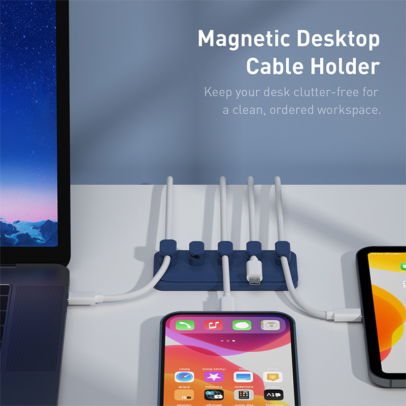Organizador de cables magnético de silicona autoadhesivo, soporte para Cables USB DIY, Clips de escritorio flexibles de silicona para organizador de cables de ratón