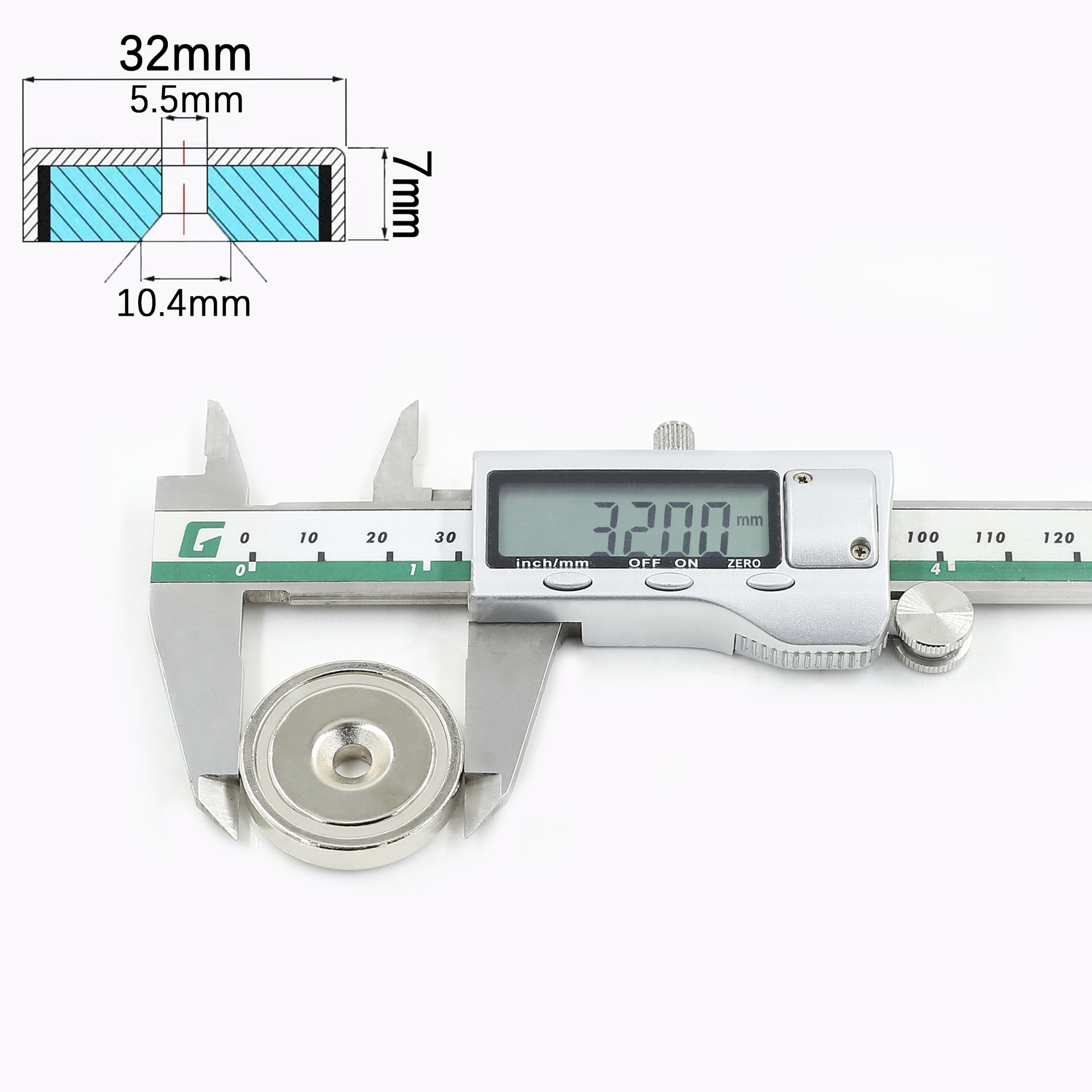 Countersunk Ring Hole Rare Earth Neodymium Magnets D16mm 20mm 25mm 32mm 36mm 42mm Strong Crafts Magnet N52 Salvage Magnets Parts: Silver