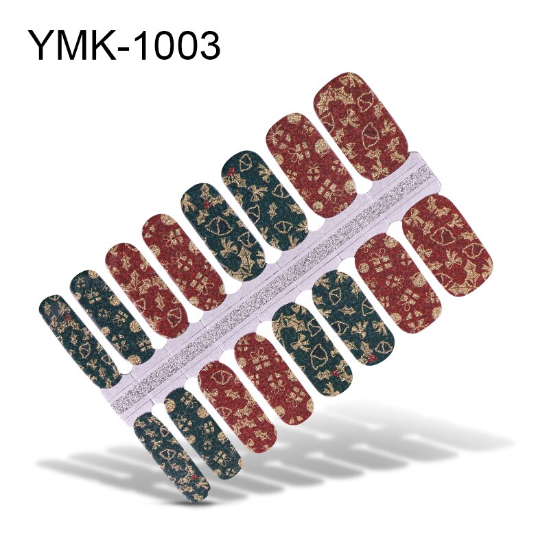 Lamemoria 16 tips/ark skönhet naglar klistermärken jul nagelinpackningar multicolor nagelkonst hela klistermärken självhäftande tips manikyr: Ymk -1003