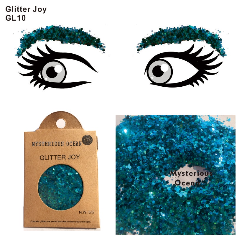 Gl10 en pakke blå mystisk havtema festival øyenbryn ansikt glitter fest sminke kosmetisk glitter kropp karneval dekor