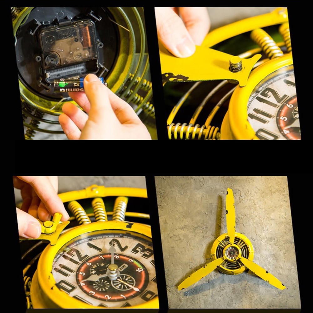 Flugzeug Dekorative Metall Propeller retro Schmiedeeisen Wanduhr Propeller Zauberstab Dekoration Zauberstab Hängen Uhr Propeller