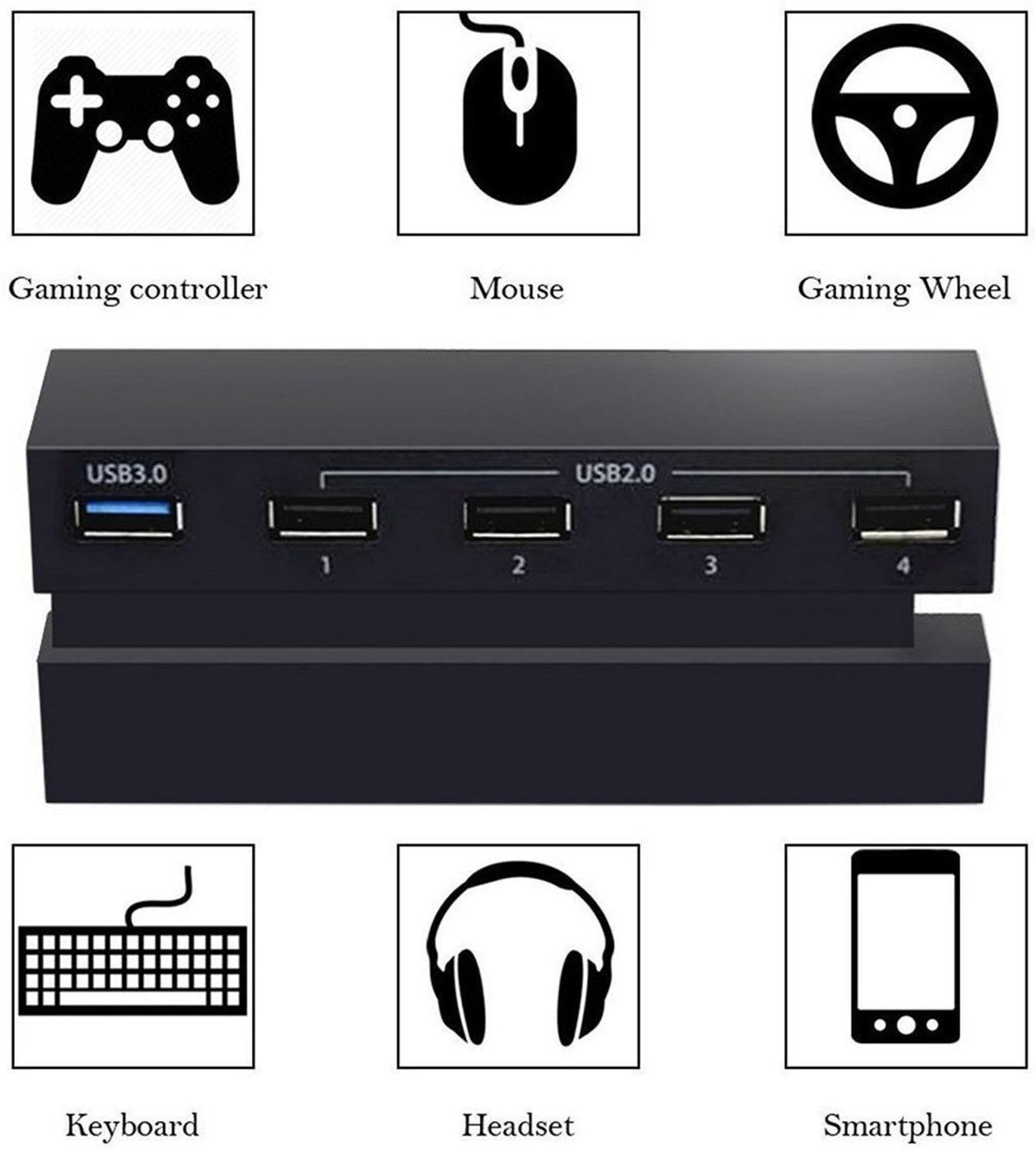 5 Ports USB 3.0 2.0 HUB for Sony Playstation PS4 Console Convert Extender Splitter Adapter Converter Hub for PS4