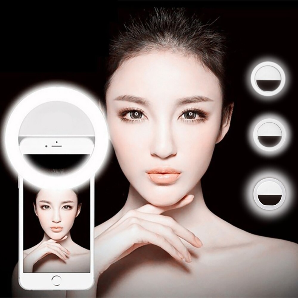 Universal Selfie Lamp Mobile Phone Lens For iPhone 8 7 6 Plus Samsung Portable Flash Ring 36 LEDS Luminous Ring Clip Light