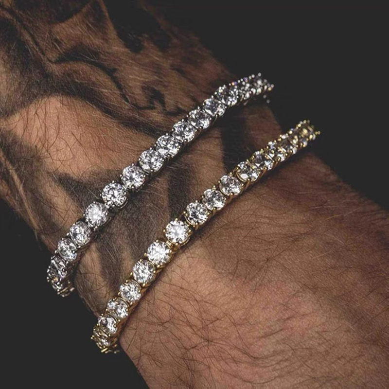 Hiphop Tennis Armband Homme Iced Out 3/4/5mm Zirkonia Herren Kristall Kette auf Der Hand Hip-hop Streetwear Schmuck Männlich H086