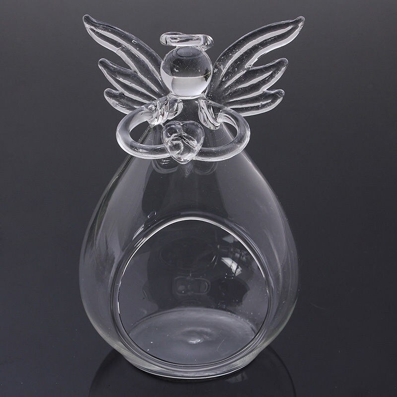 1pc engle formet glas lysestager gennemsigtigt engle glas krystal væghængende fyrfadslys lysestage væg dekoration lysestage: Default Title