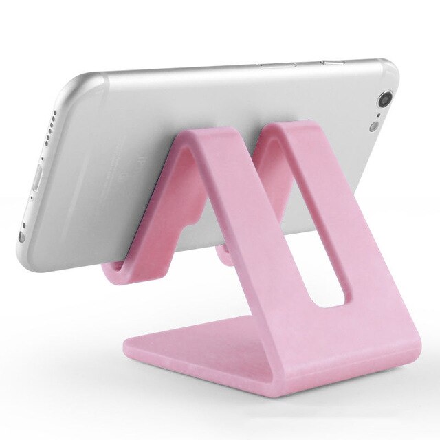 Soporte de escritorio para teléfono móvil, base triangular de plástico para iPhone Xsmax, Huawei P30, Xiaomi Mi9: pink