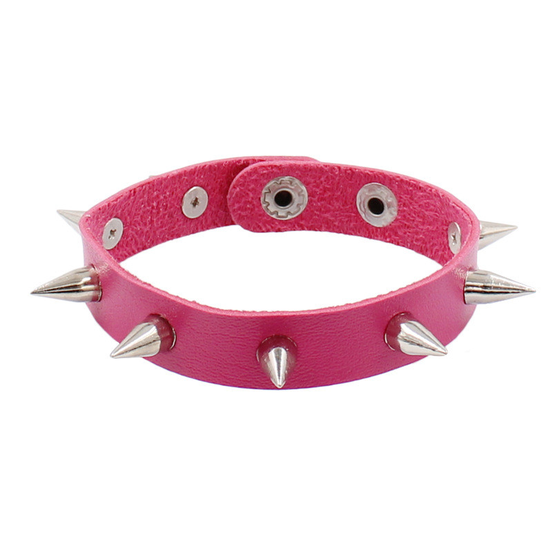 Pulsera con puntas de para hombre y mujer, pulseras Punk de piel sintética, brazalete gótico para chica, pulsera de Rock con tachuelas, joyería 2022: Verde oscuro