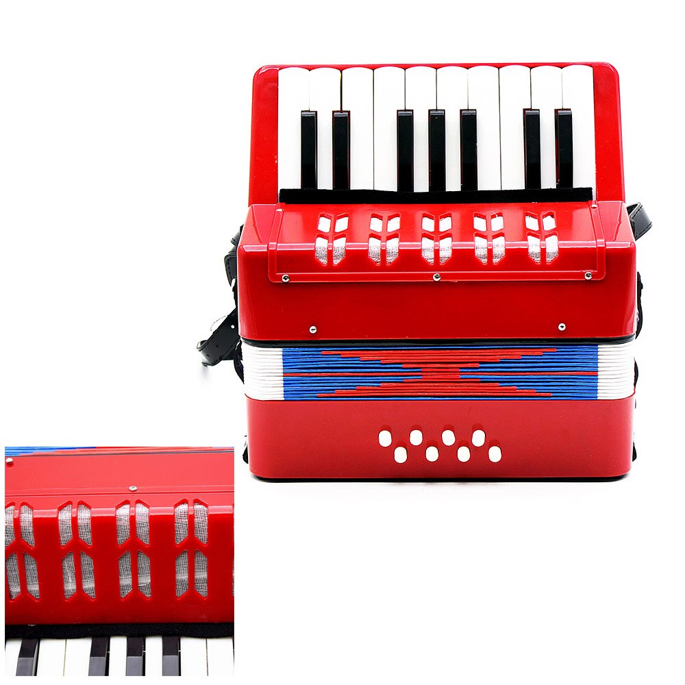 17 Key 8 Bass Accordion Instrument Small Accordion Educational Musical Instruments for Children Kids Blue/Black/Red