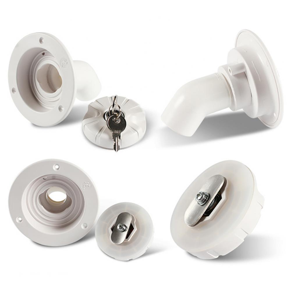 Car RV Water Inlet with lock white material mouth cover Rubber Lockable Leakproof Fresh Motorhome Camper Boat RV Accessory